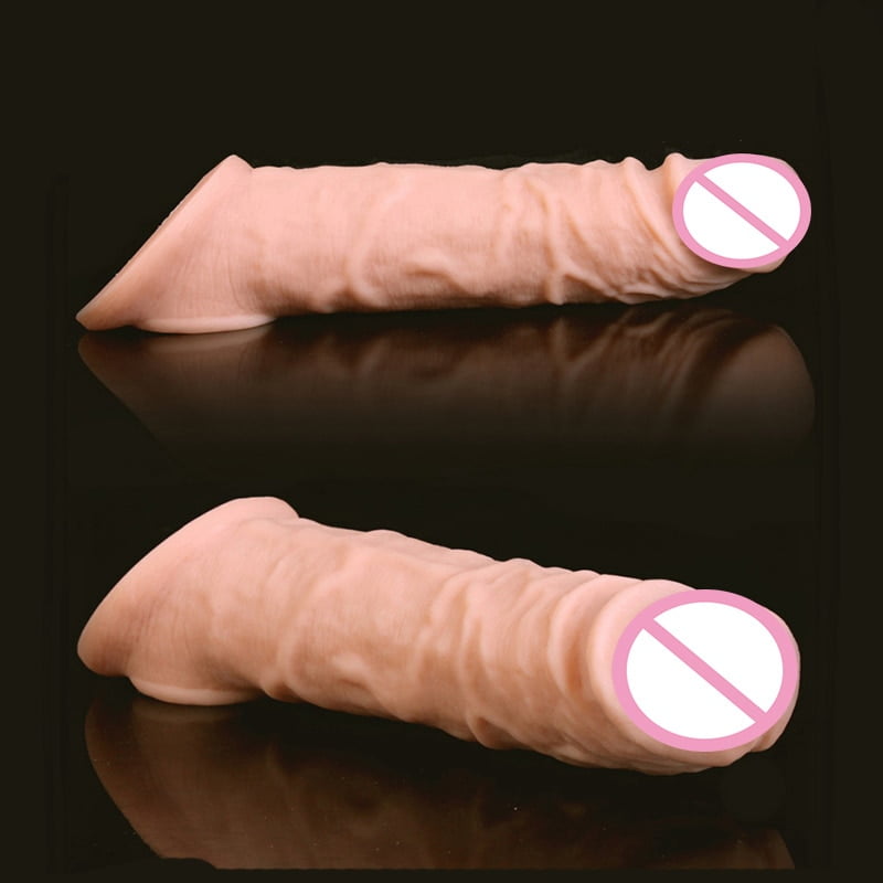 Soft-Silicone-Penis-Extender-Reusable-Condoms-Penis-Sleeve-Dick-Cover-Dildo...