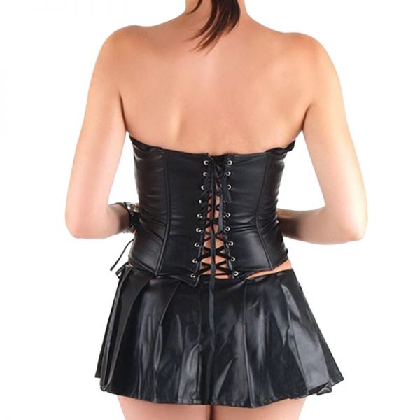 Concise Sexy Corset Dresses Suit Leather Openwork Corset