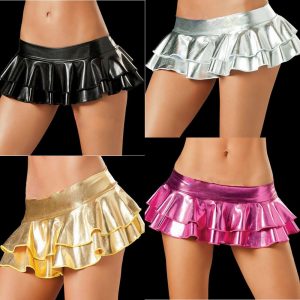 Sexy Latex Skirts Suit Pole Dance Clubwear Patent Leather