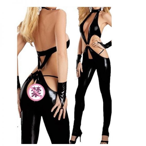 Women's Sexy Lingerie Latex Leather Catsuit Cosplay