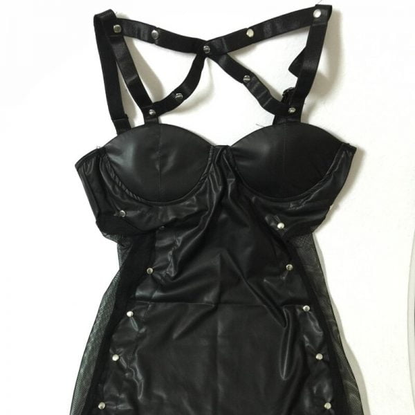 Black Latex Pvc Party Dress Leather Latex Lingerie