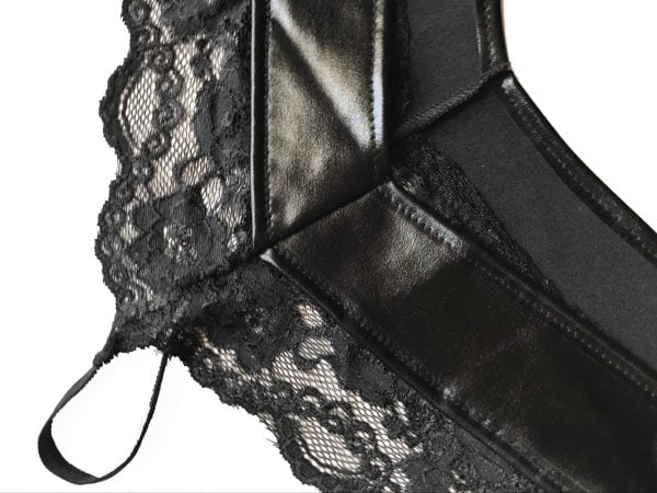 FAUX LEATHER Underwear Babydoll Lingerie lace DRESS