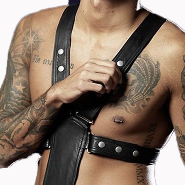 Sexy Men Faux Leather Bodysuit Exotic Fetish Bondage Restraint Lingerie Black Fantasy